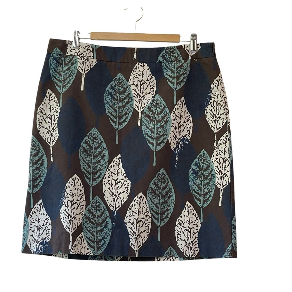 Boden 100% Cotton Abstract Leaf Print‎ Skirt